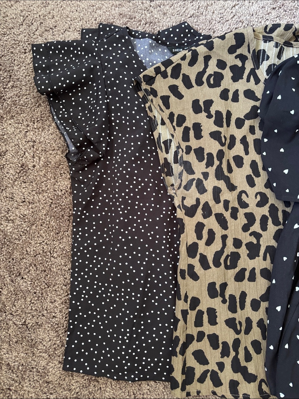 SHEIN Black Polka Dot, Leopard Print & Black Heart Print Blouses (3-Pack) - Picture 4 of 4